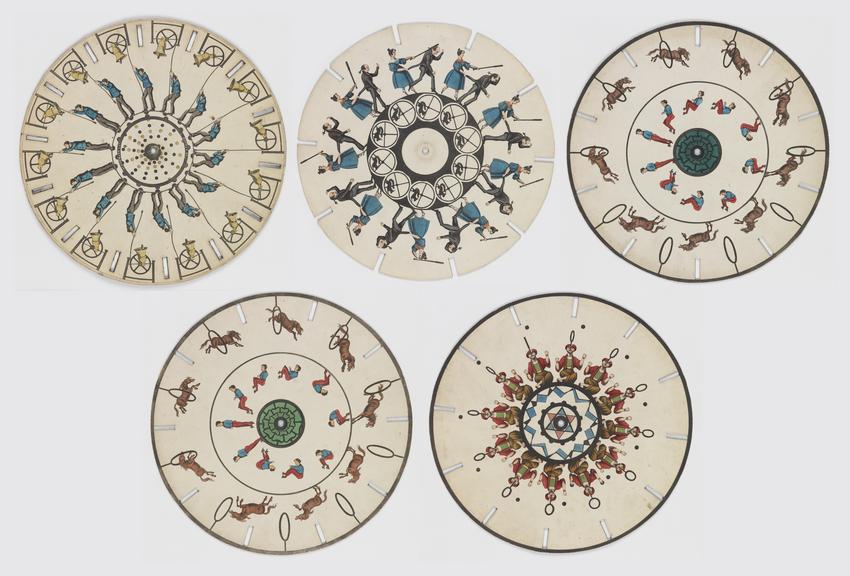 Five Fantascope discs by Ackermann, 1833