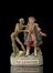 Plaster statue depicting cadaver grasping The Senator by the