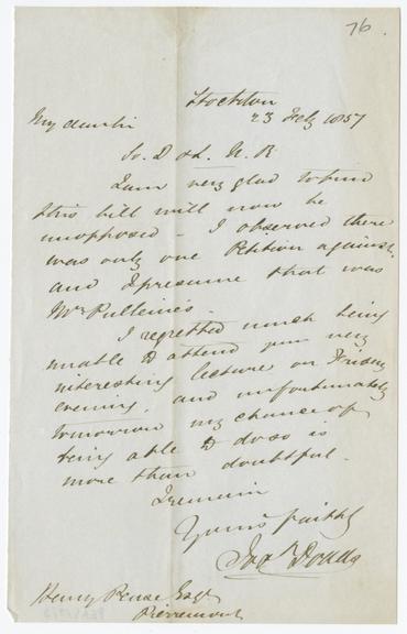 Letter from John Dodds to Henry Pease