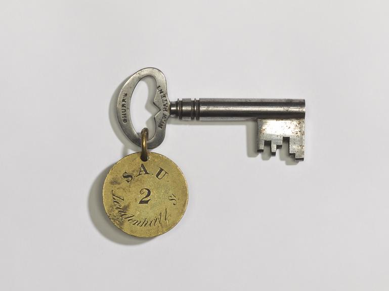 Key for a lock on the Georgian two-piece cast iron church safe