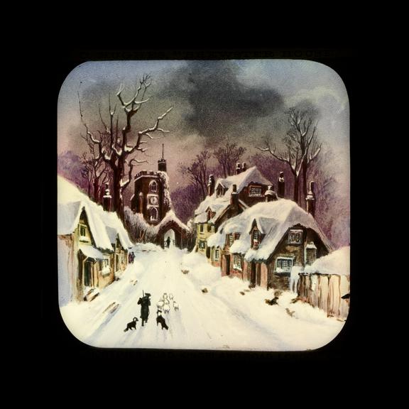 Magic lanern slide: Village Street Scene