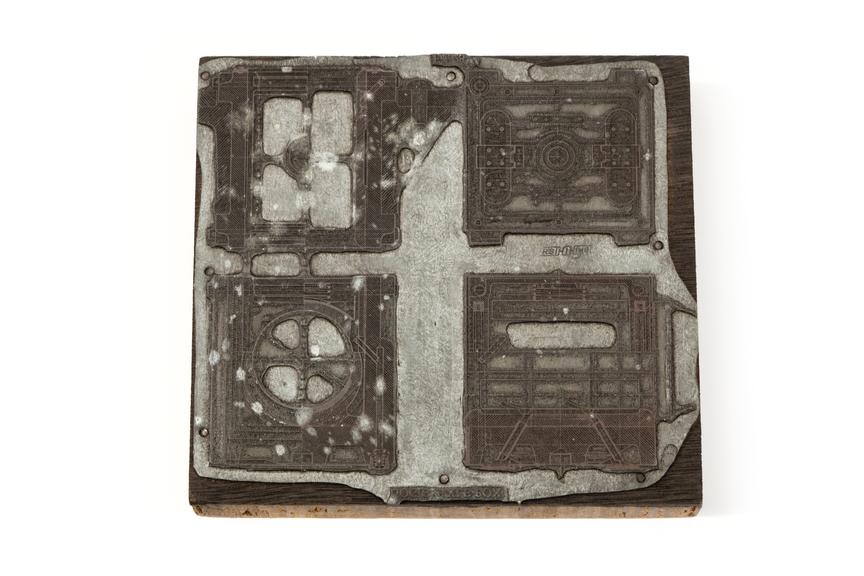 A printing block with a surface image diagram of a bogie axle