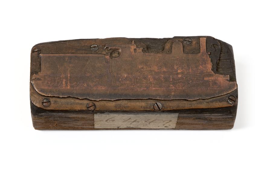 A printing block with a surface image of a Beyer Peacock