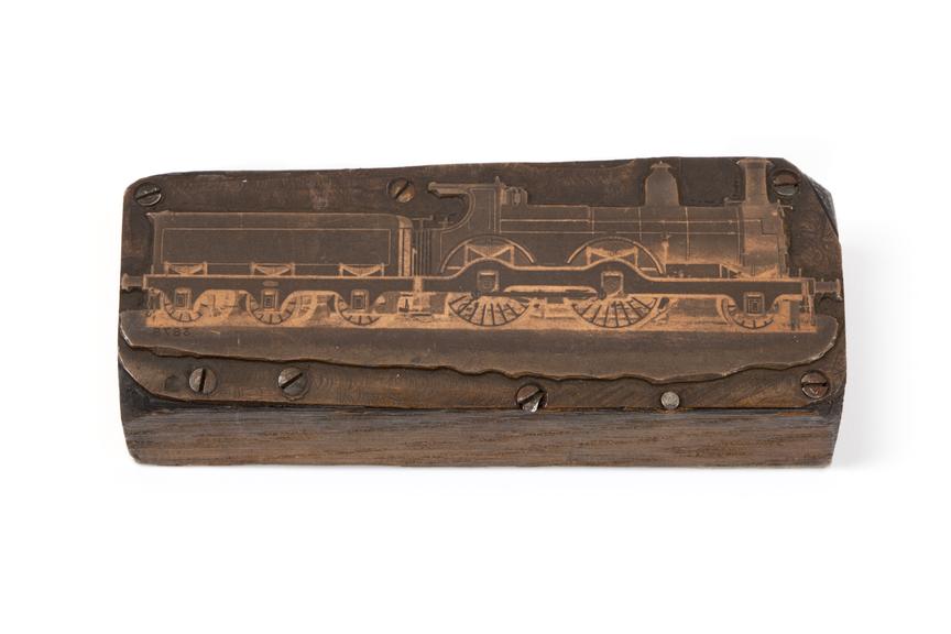 A printing block with a surface image of a Beyer Peacock