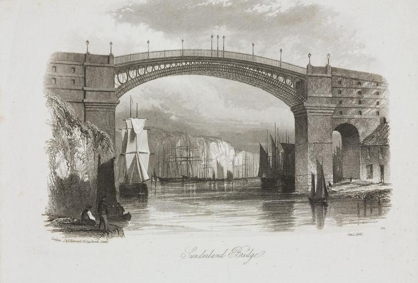 Engraving depicting Sunderland Bridge