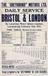 Poster. Greyhound Motors Ltd. Timetable for Bristol and London Coach Service (poster)