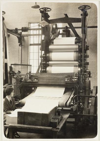 16 photographs of paper and board-making machinery and processes