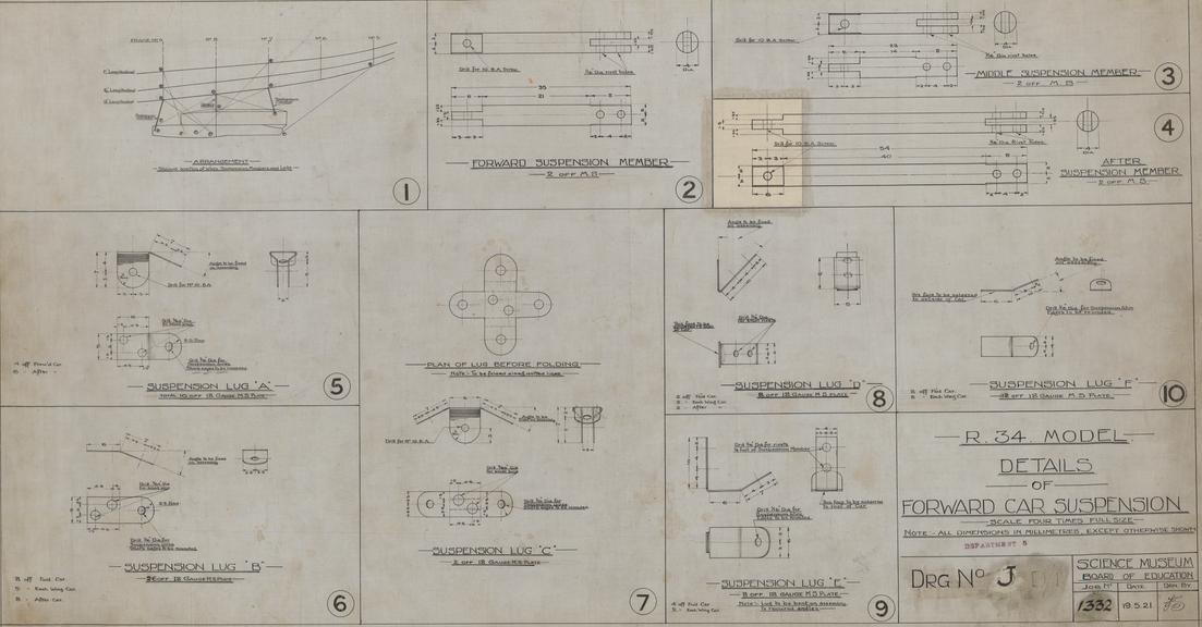 R. 34 Model - Details of Forward Car Suspension