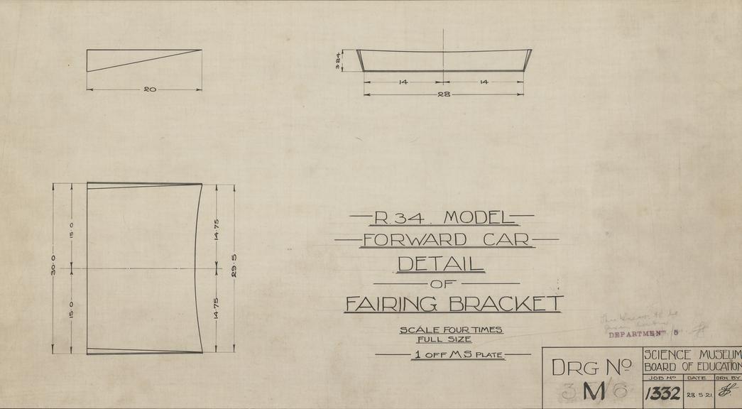 R. 34 Model - Forward Car - Detail of Fairing Bracket