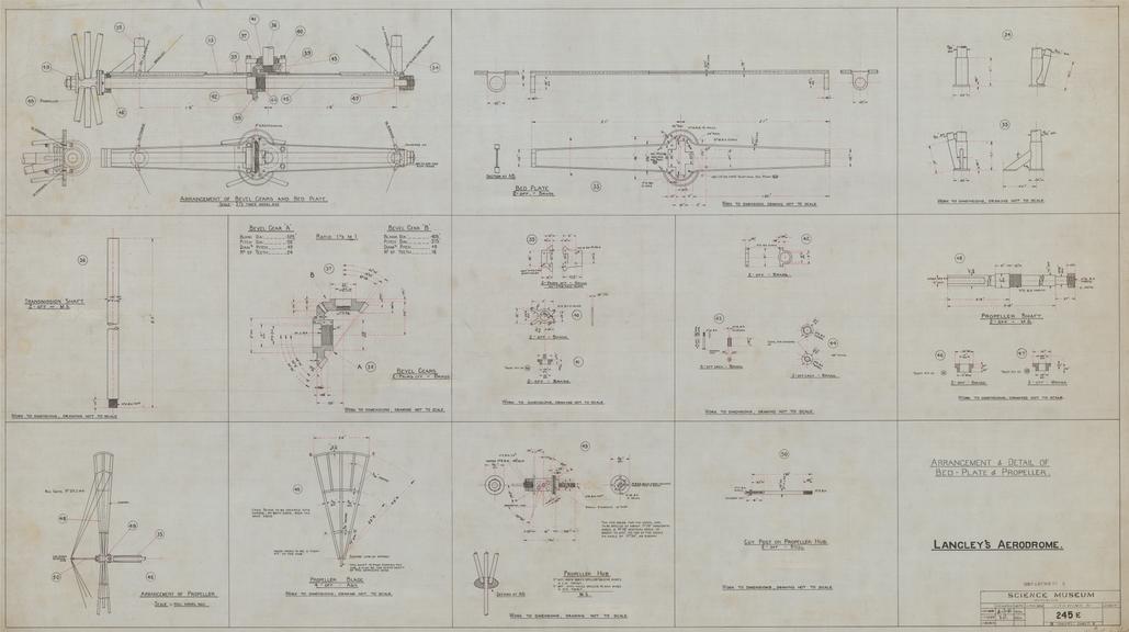 Langley's Aerodrome Arrangement and Detail of Bed-Plate and Propeller