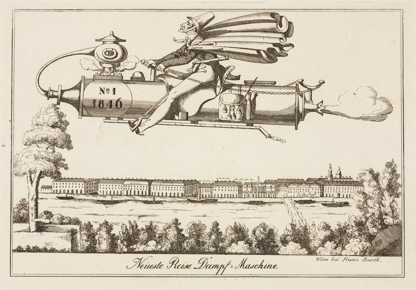 Etching: Neueste Reise Dampf-maschine No.1.1846. Wien bei Franz. Barth