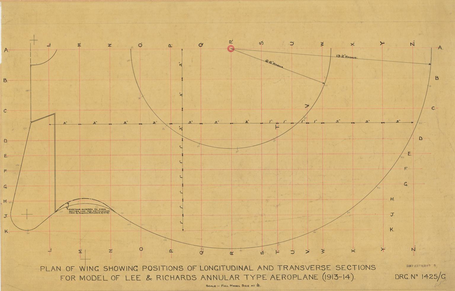 Plan of Wing Showing Positions of Longitudinal and Transverse Sections ...