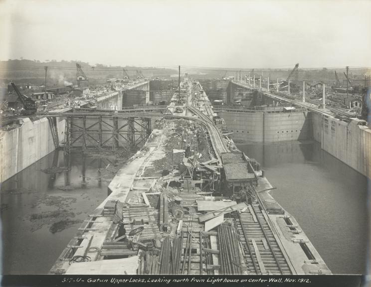 Twelve photographs of the construction of the Panama Canal
