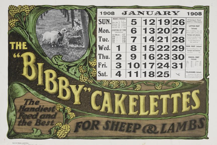Bibby's Calendar 1908. Booklet with chromolithographs including product ...