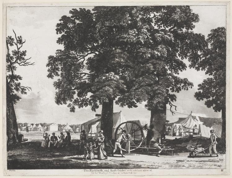 The blacksmith and knifegrinder, with ... Wortley's pavilion etc. in Hyde Park