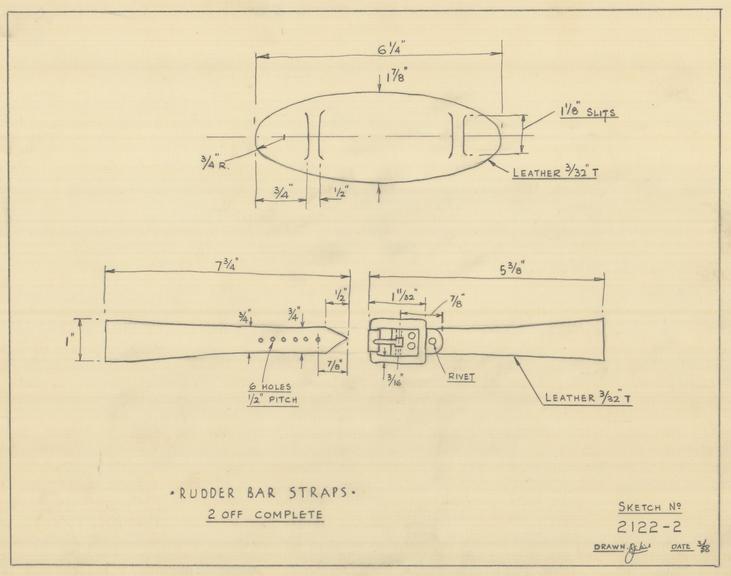 Vickers' Vimy Cockpit - Rudder Bar Straps