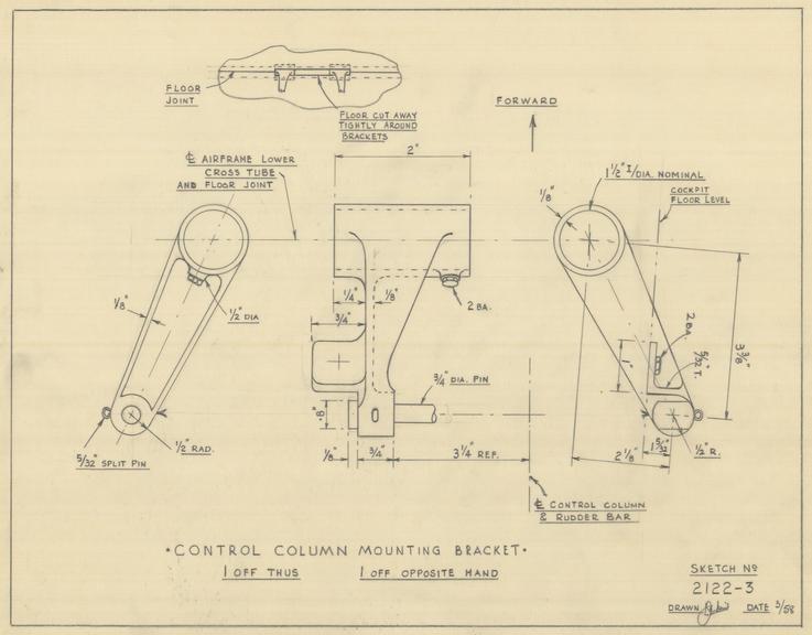 Vickers' Vimy Cockpit - Control Column Mounting Bracket