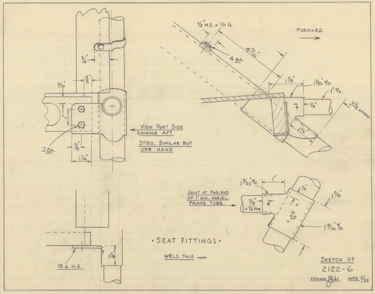 Vickers' Vimy Cockpit - Seat Fittings