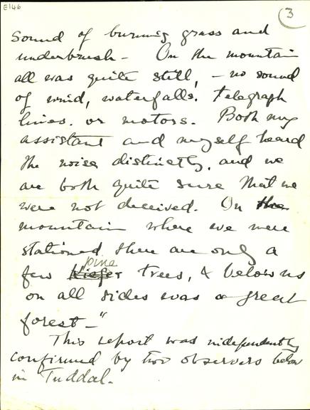 Part of a letter from J. Evershed regarding field observations