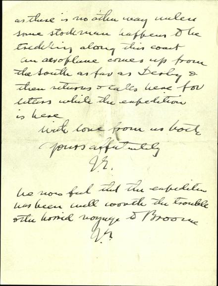 A handwritten letter from J. Evershed to Kate from Australia