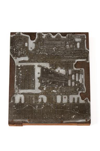 A printing block with a surface image diagram and graphs