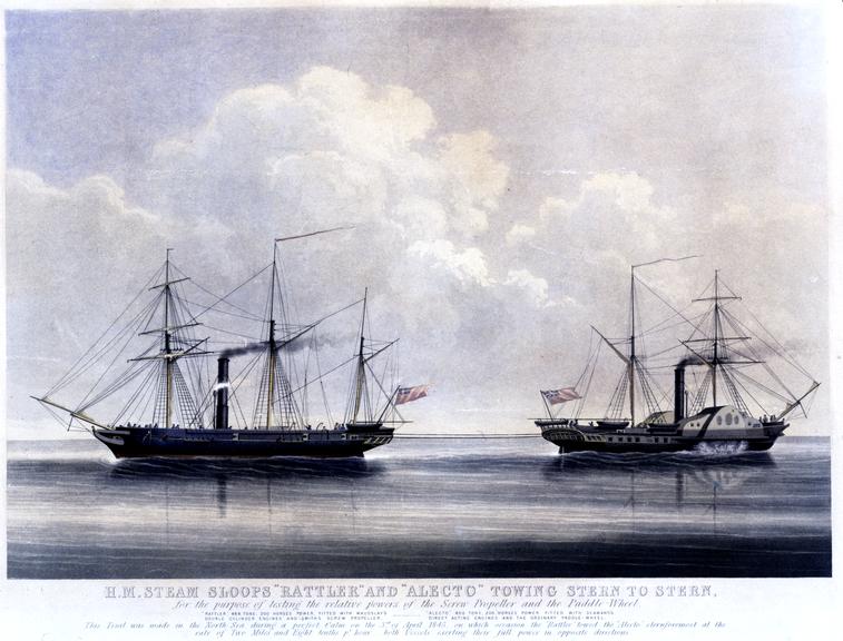 HM Steam Sloops 'Rattler' and 'Alecto' Towing Stern to Stern