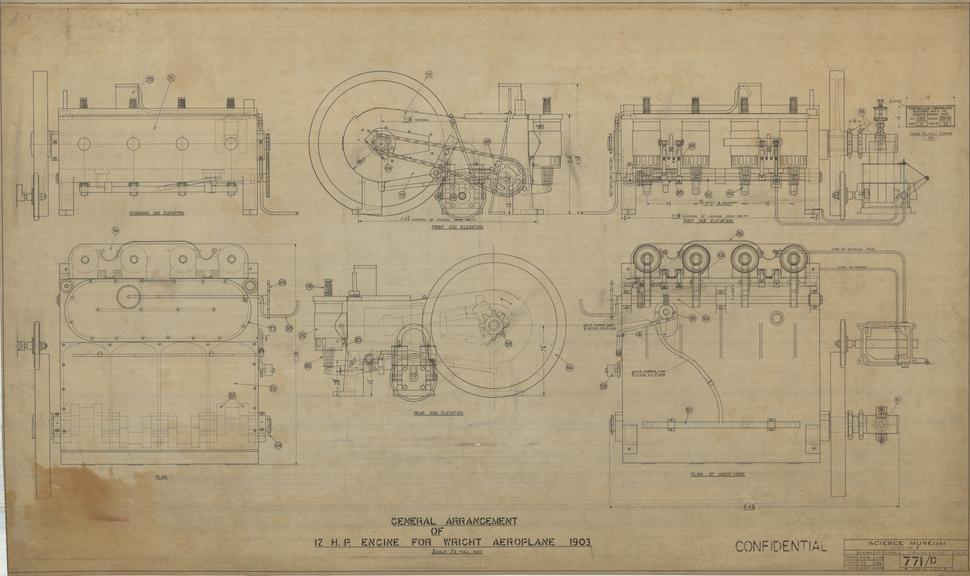 General Arrangement of 12 H.P. Engine for Wright Aeroplane 1903