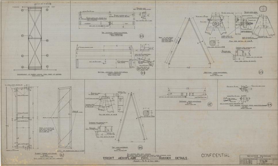 Wright Aeroplane 1903 - Rudder Details