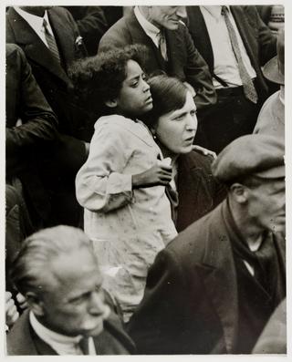 Woman holding a child at demonstration against the Italo-Abyssinian war, Trafalgar Square