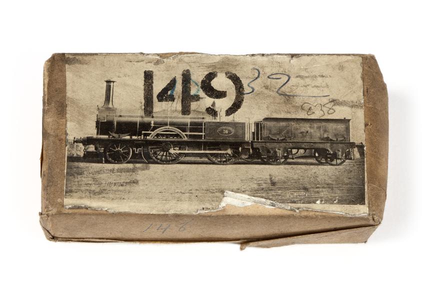 A printing block with a surface image of a locomotive