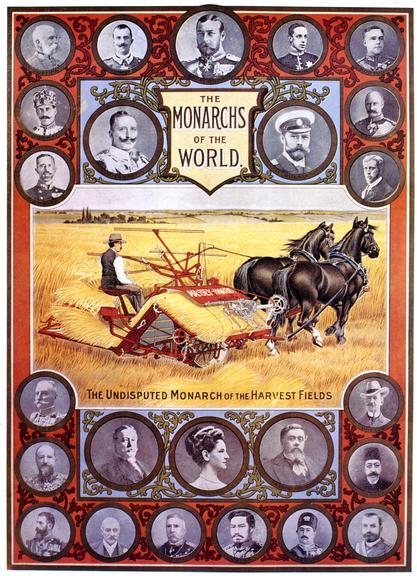 Five chromolithographs of Massey Harris agricultural machinery