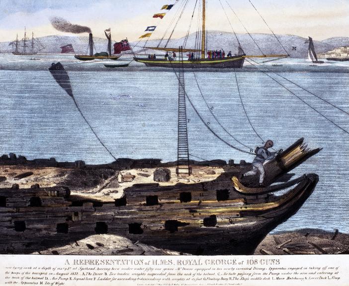 Print: A Representation of HMS Royal George of 108 Guns, 1833