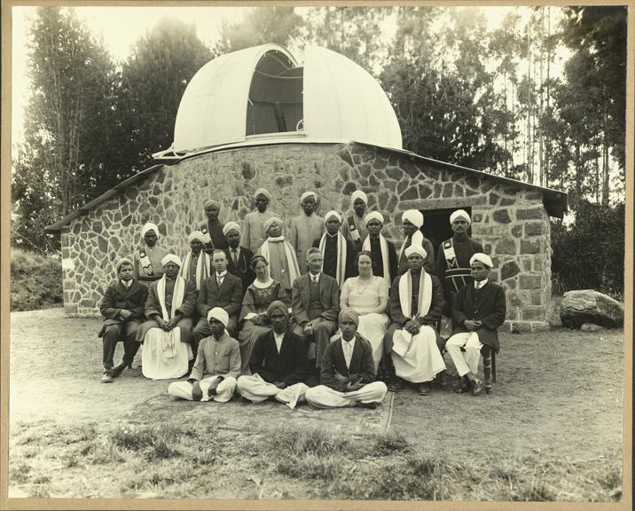 A group photo of Evershed and his family with other men in Indian dress ...