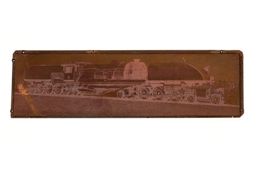 A printing block surface plate with an image of a Beyer-Garratt