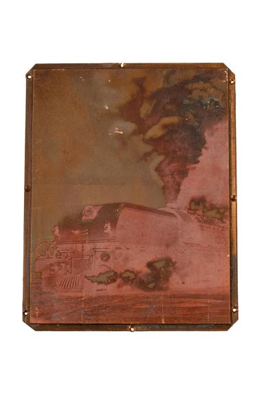 A printing block surface plate with an image of a Beyer-Garratt