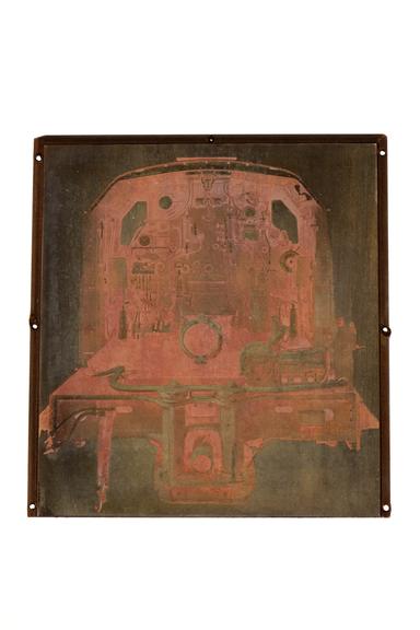 A printing block surface plate with an image of the interior of