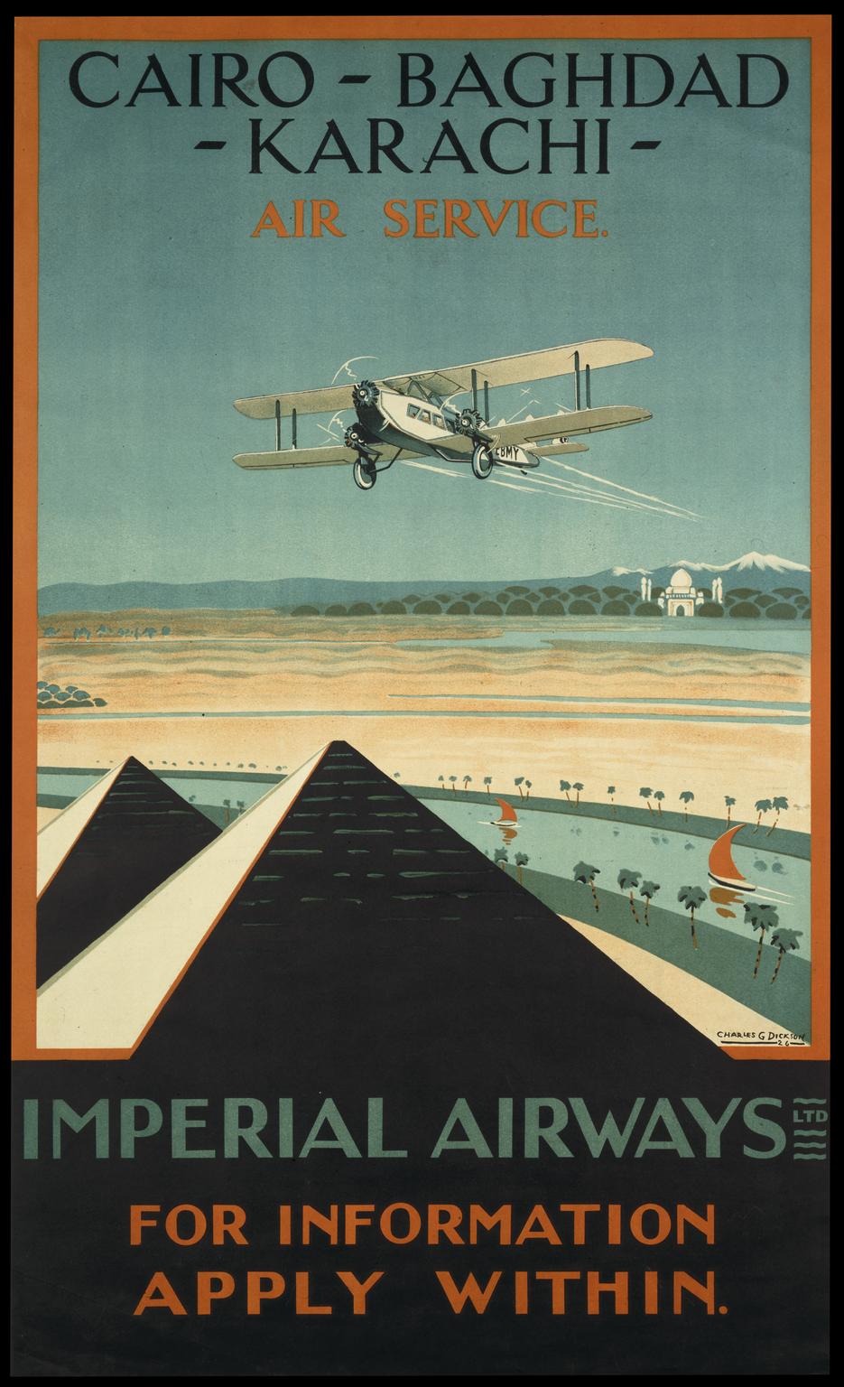 Poster: Cairo-Baghdad-Karachi Service, Imperial Airways