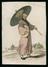 Print. Chinese nobleman with bamboo ribbed parasol umbrella, n