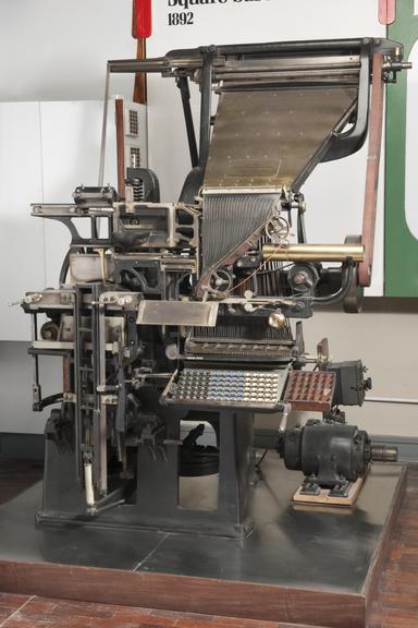 Linotype composing machine, square base, 1892