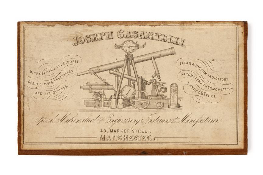 Trade label for Joseph Casartelli, c.1860