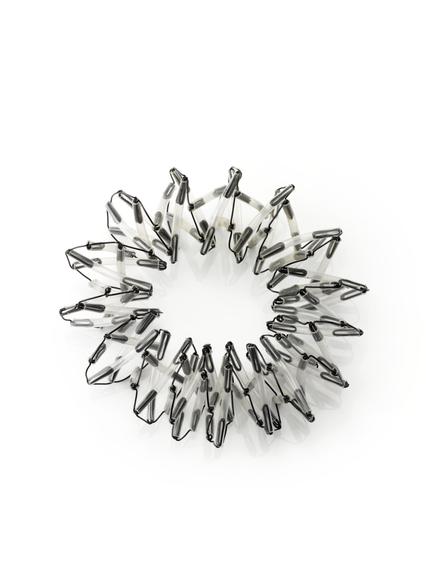 Model, of a double helix, forming a torus shape