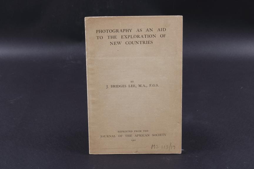 'Photography as an aid to the exploration of new countries' by