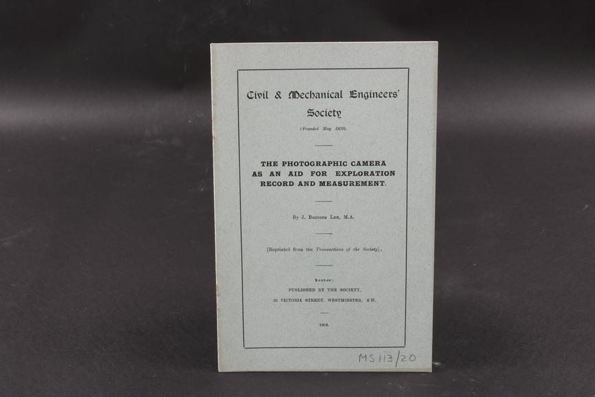 'The photographic camera as an aid for exploration record and