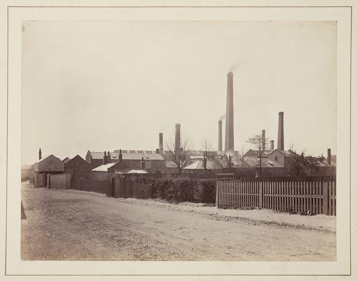 Photograph of the Perkin factory at Greenford showing the road