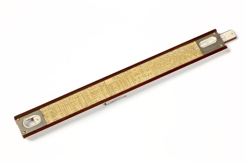 Slide rule, made by J. Halden and Company Limited.