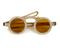 Straight eye preserver spectacles, horn or bone, amber lenses