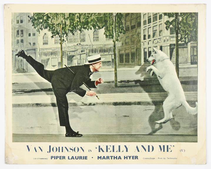 Coloured lobby card for 'Kelly and Me', 1957.