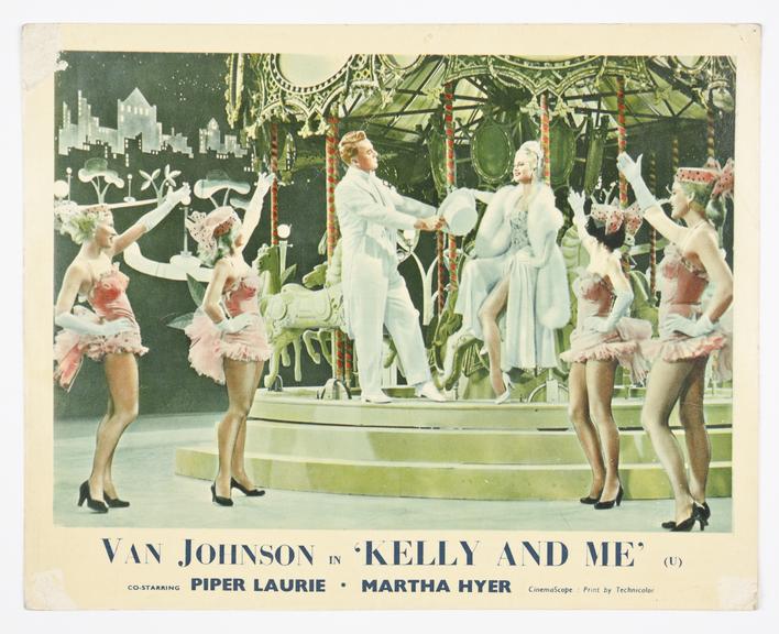 Coloured lobby card for 'Kelly and Me', 1957.