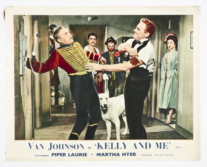 Coloured lobby card for 'Kelly and Me', 1957.