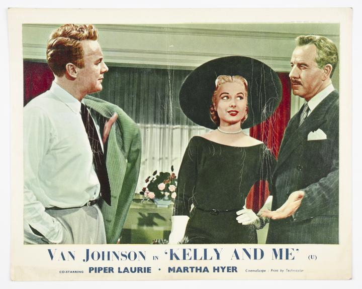 Coloured lobby card for 'Kelly and Me', 1957.